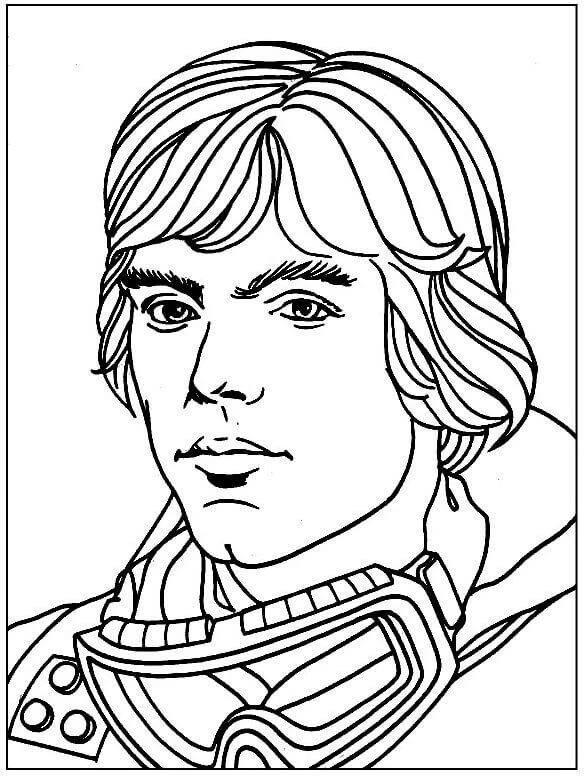 Luke Skywalker boyama sayfası – çocuk aktivitesi, PDF indir