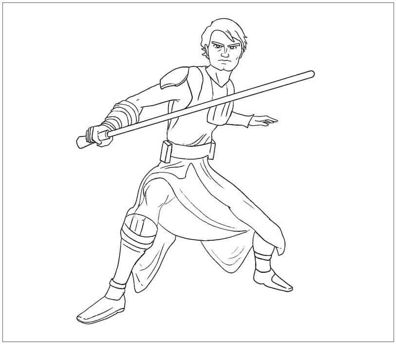 Luke Skywalker boyama sayfası – basit çizim, kolay boyama