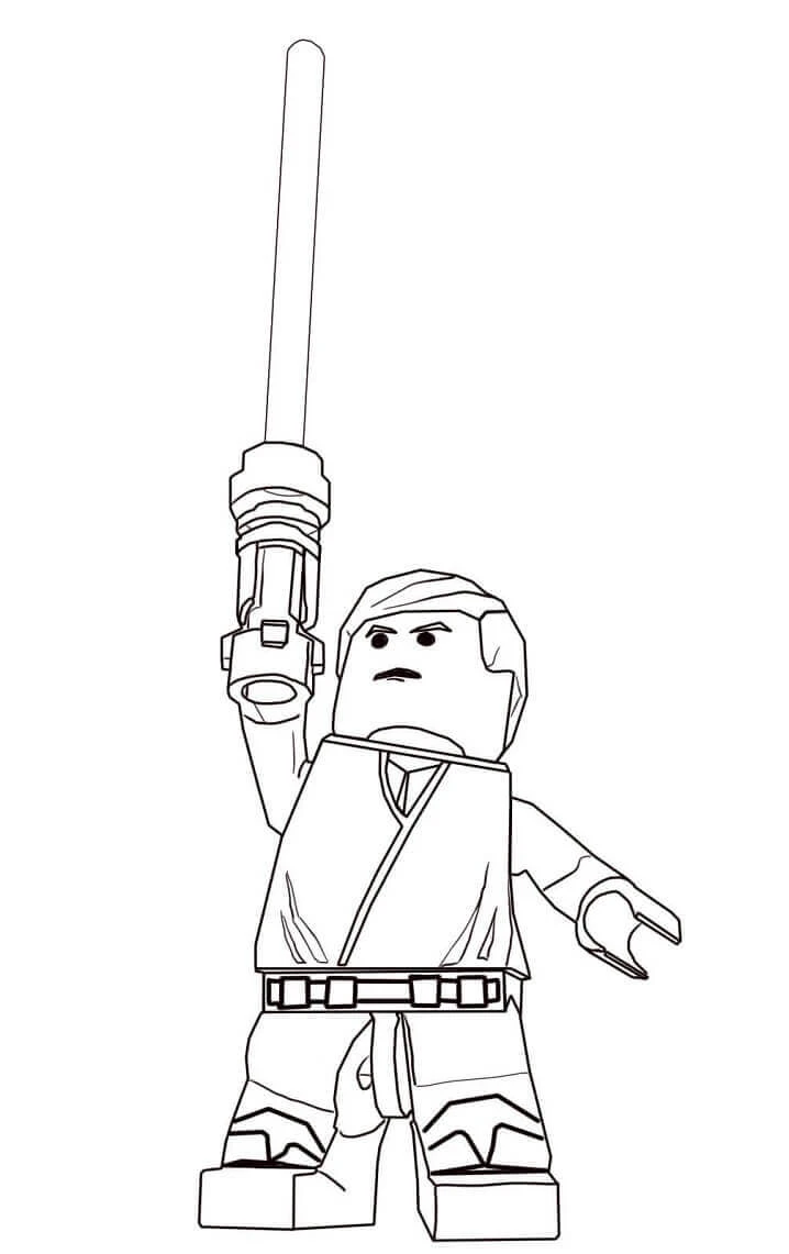 Luke Skywalker boyama sayfası – renkli çizimler, okul öncesi