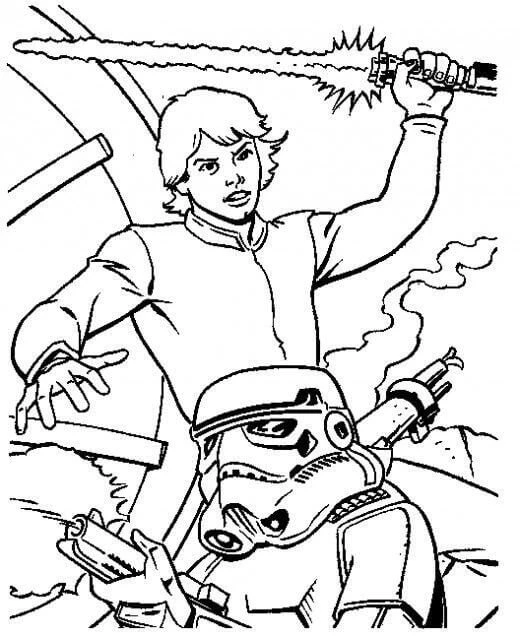 Luke Skywalker boyama sayfası – okul öncesi, evde etkinlik
