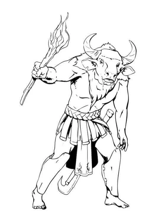 Minotaur boyama sayfası – çocuklar için, çizgi film temalı