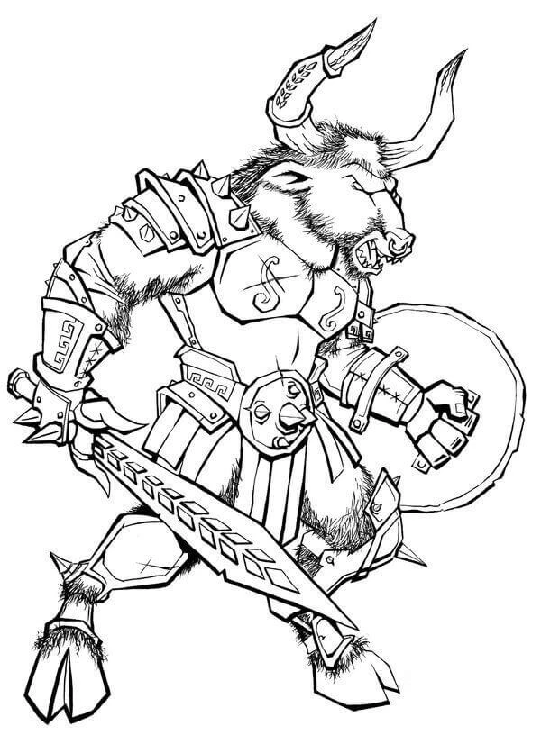 Minotaur boyama sayfası – eğlenceli etkinlik, el becerilerini geliştirir