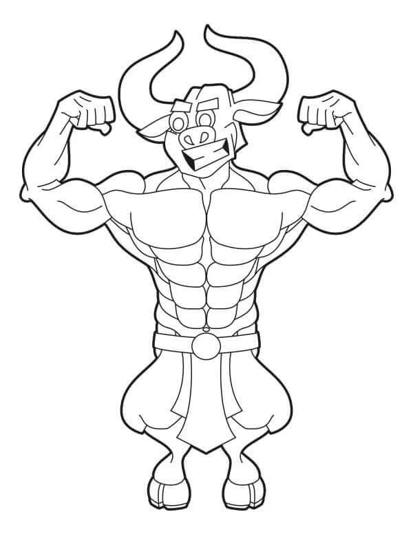 Minotaur boyama sayfası – sevimli karakter, sanatsal çalışma