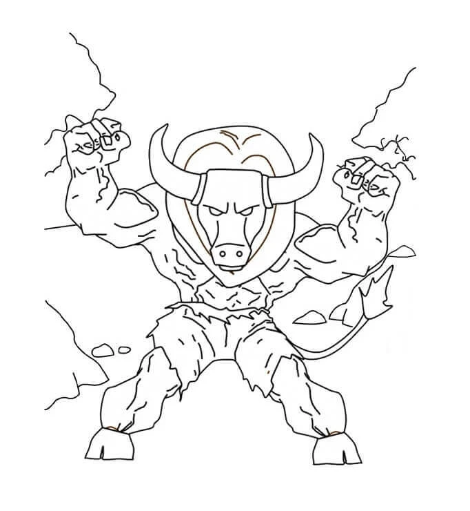 Minotaur boyama sayfası – sanatsal çalışma, çocuklar için