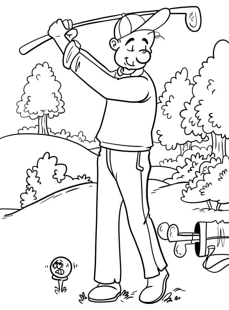 Golf boyama sayfası – çizgi film temalı, basit çizim