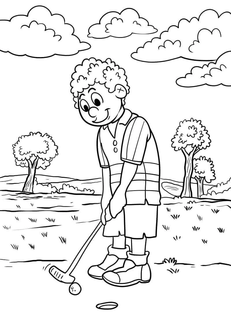 Golf boyama sayfası – kolay boyama, eğitici aktivite