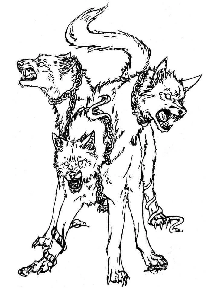 Cerberus boyama sayfası – PDF indir, sevimli karakter