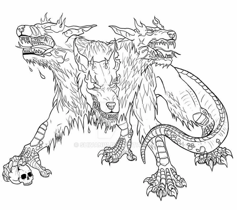 Cerberus boyama sayfası – yaratıcılığı geliştirir, keyifli zaman