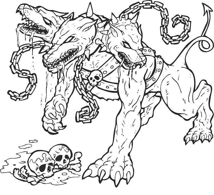 Cerberus boyama sayfası – boyama etkinliği, çocuk aktivitesi