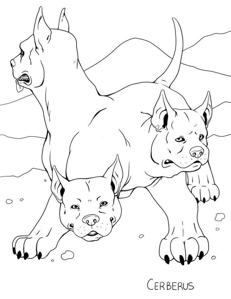 Cerberus boyama sayfası – yaratıcılık, eğlenceli etkinlik