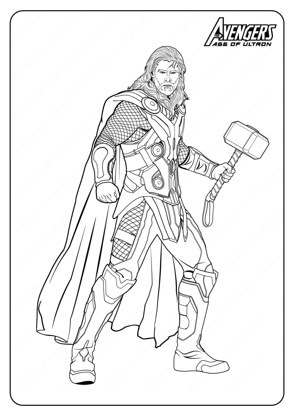 Thor boyama sayfası – boyama etkinliği, çocuk aktivitesi