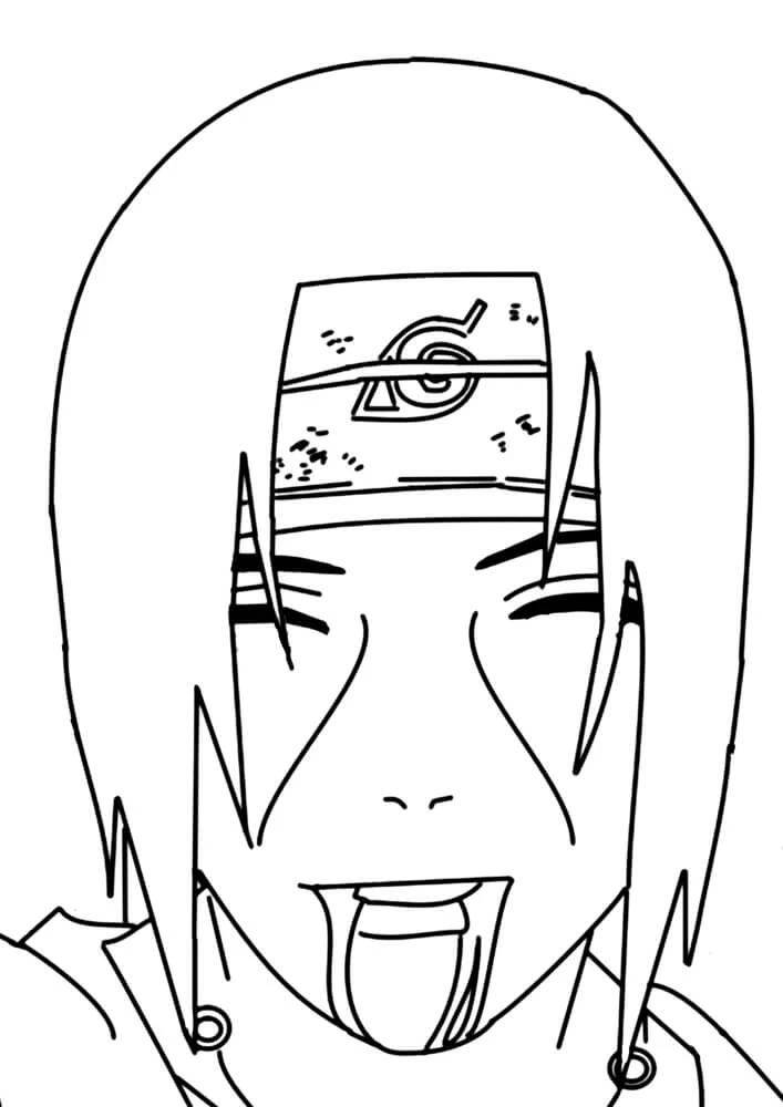 Uchiha Itachi boyama sayfası – çizgi film temalı, basit çizim