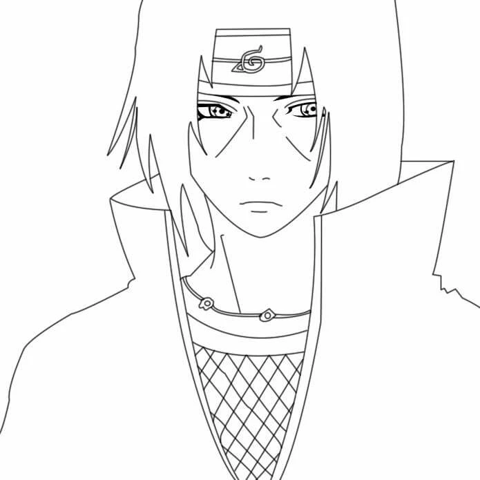 Uchiha Itachi boyama sayfası – sanatsal çalışma, çocuklar için