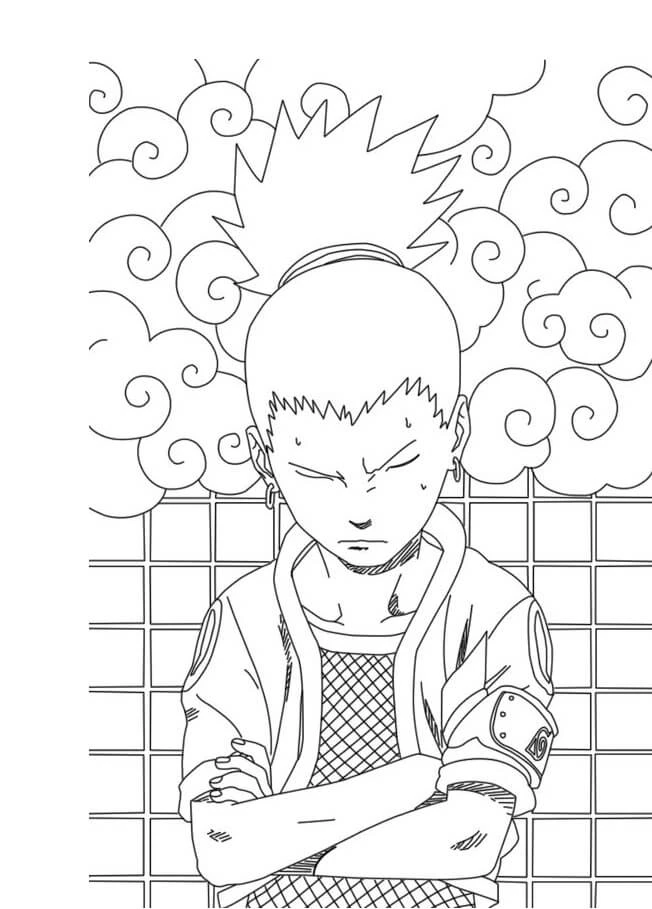 Shikamaru boyama sayfası – kolay boyama, eğitici aktivite