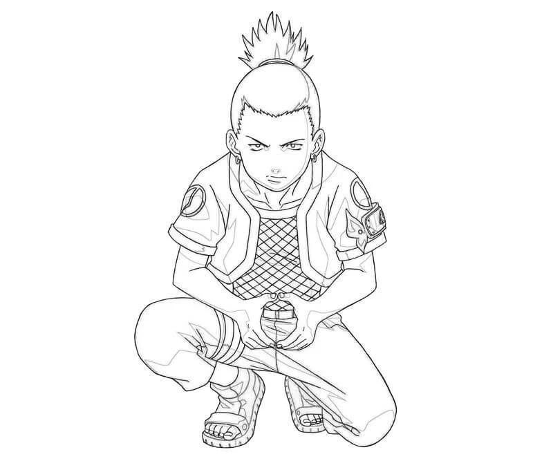 Shikamaru boyama sayfası – eğlenceli etkinlik, el becerilerini geliştirir