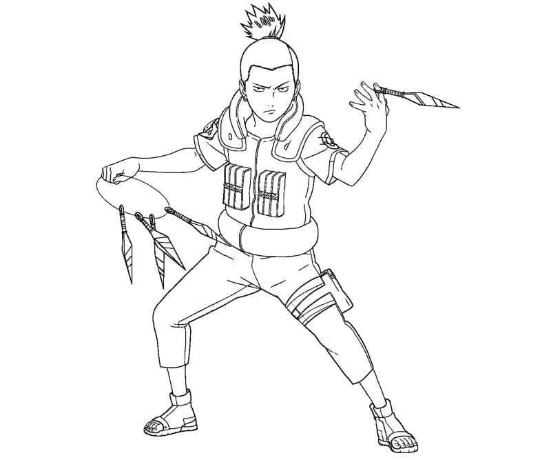Shikamaru boyama sayfası – sanatsal çalışma, çocuklar için