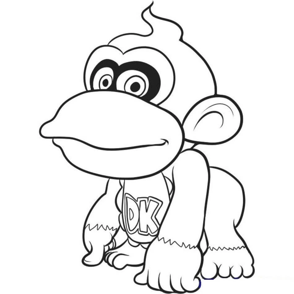Donkey Kong boyama sayfası – PDF indir, sevimli karakter