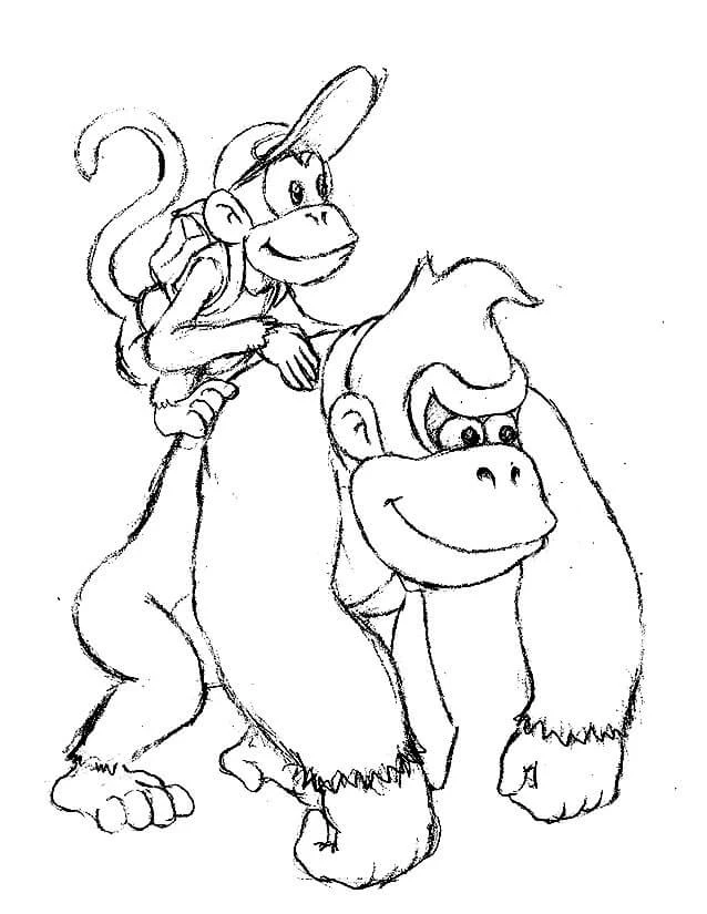 Donkey Kong boyama sayfası – sevimli karakter, sanatsal çalışma