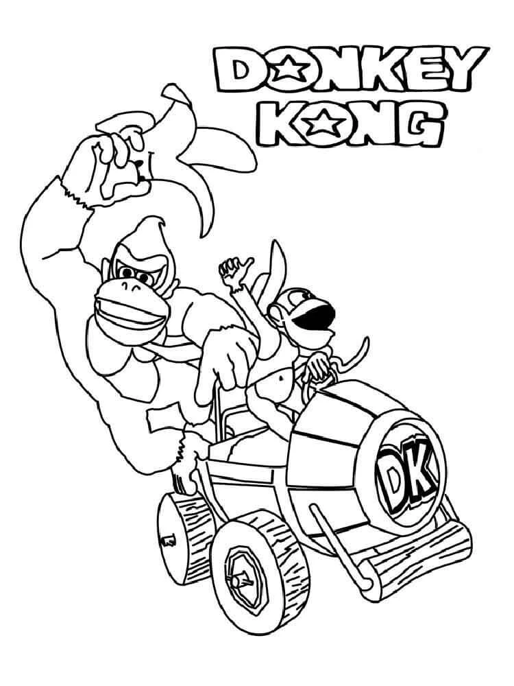 Donkey Kong boyama sayfası – çocuk aktivitesi, PDF indir