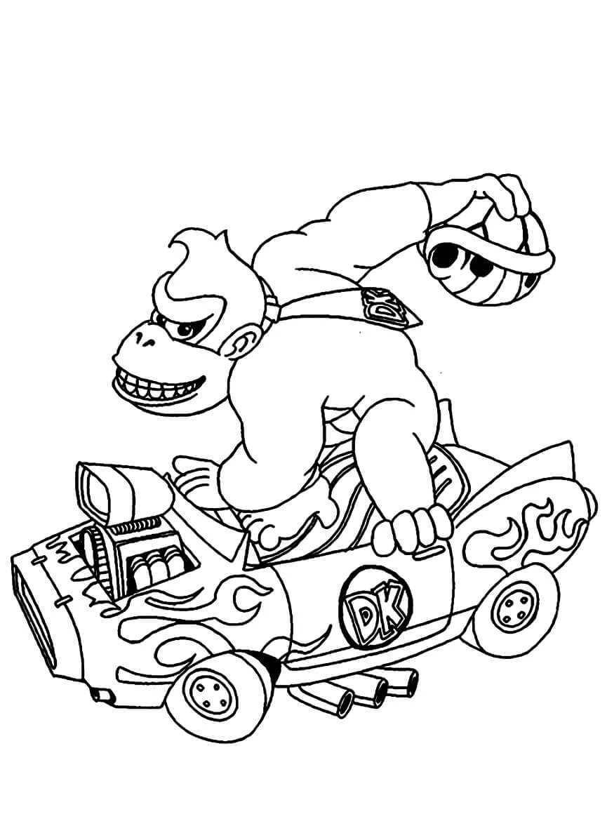 Donkey Kong boyama sayfası – sanatsal çalışma, çocuklar için