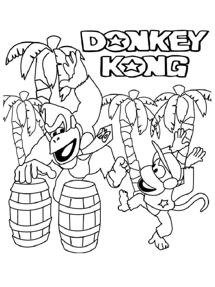 Donkey Kong boyama sayfası – eğlenceli etkinlik, el becerilerini geliştirir