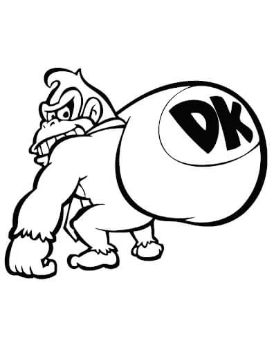 Donkey Kong boyama sayfası – çizgi film temalı, basit çizim