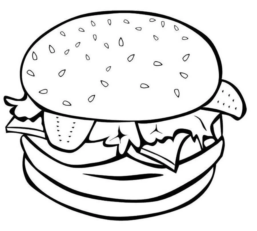 Hamburger boyama sayfası – yaratıcılık, eğlenceli etkinlik