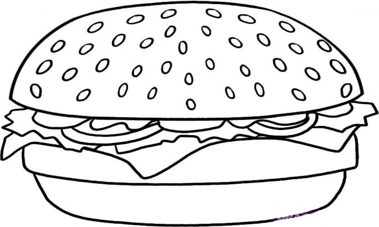 Hamburger boyama sayfası – boyama çalışması, yaratıcılığı geliştirir