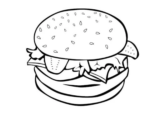 Hamburger boyama sayfası – yaratıcılığı geliştirir, keyifli zaman