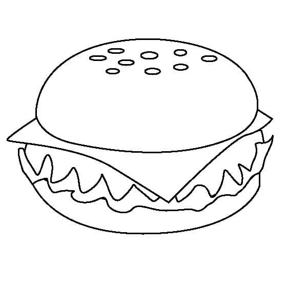 Hamburger boyama sayfası – boyama etkinliği, çocuk aktivitesi