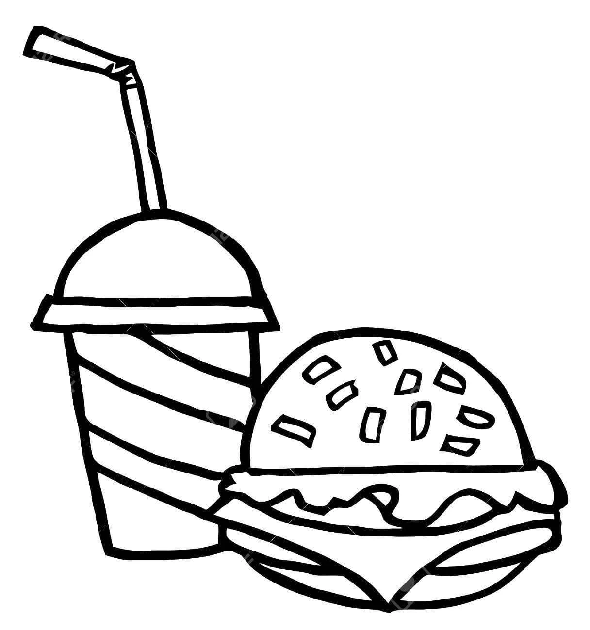 Hamburger boyama sayfası – eğitici aktivite, yaratıcılık