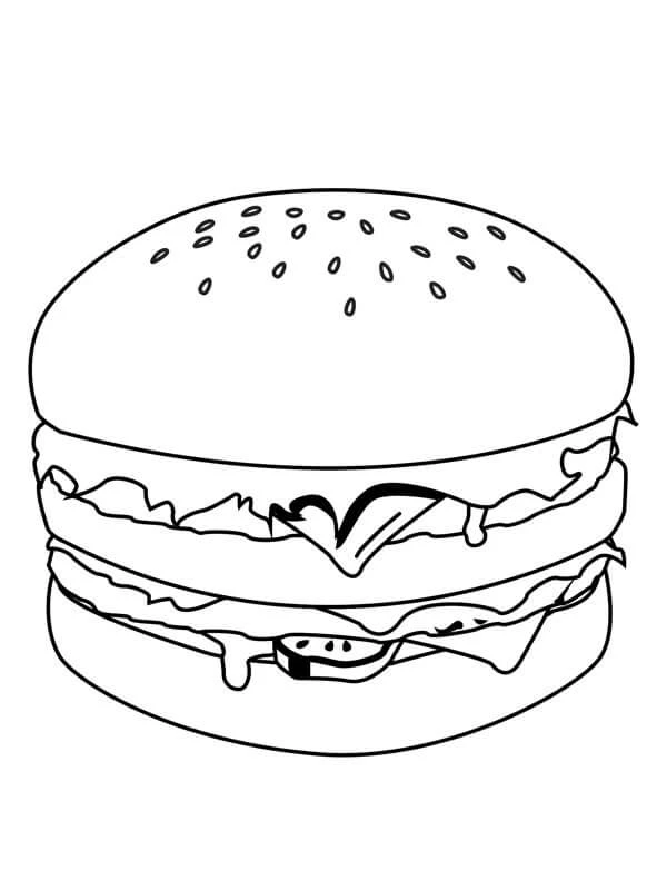 Hamburger boyama sayfası – çocuk aktivitesi, PDF indir