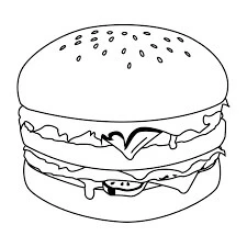 Hamburger boyama sayfası – sanatsal çalışma, çocuklar için