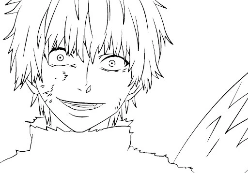 Tokyo Ghoul boyama sayfası – eğlenceli etkinlik, el becerilerini geliştirir