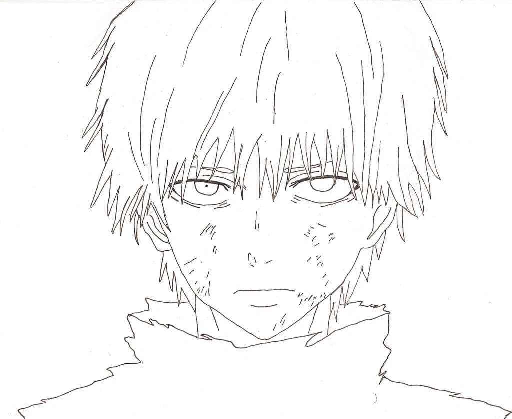 Tokyo Ghoul boyama sayfası – boyama etkinliği, çocuk aktivitesi