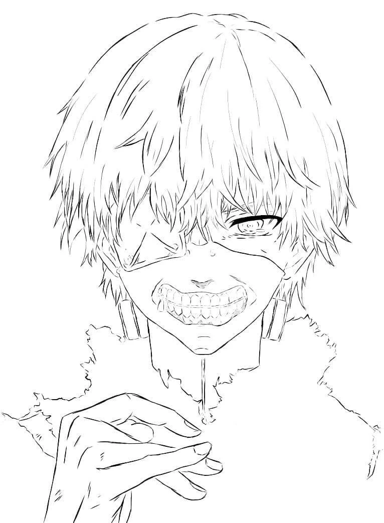 Tokyo Ghoul boyama sayfası – el becerilerini geliştirir, boyama çalışması