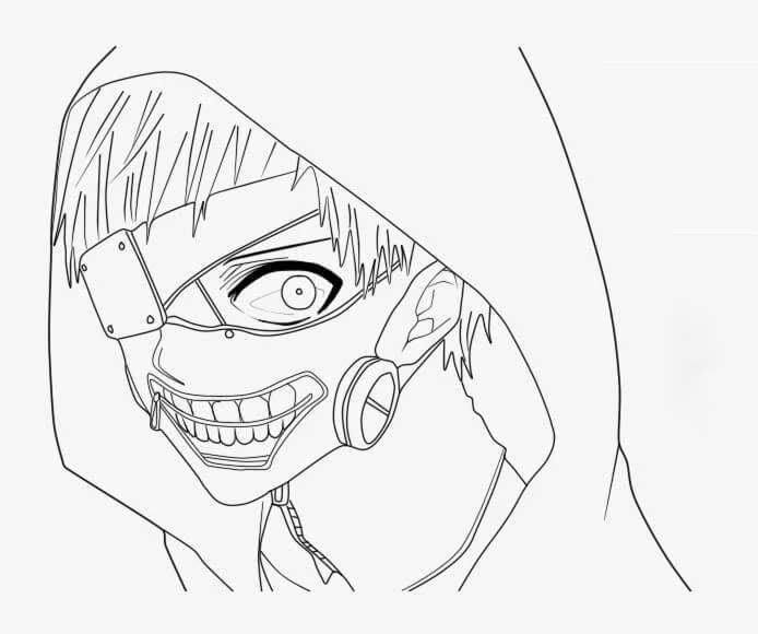 Tokyo Ghoul boyama sayfası – kolay boyama, eğitici aktivite