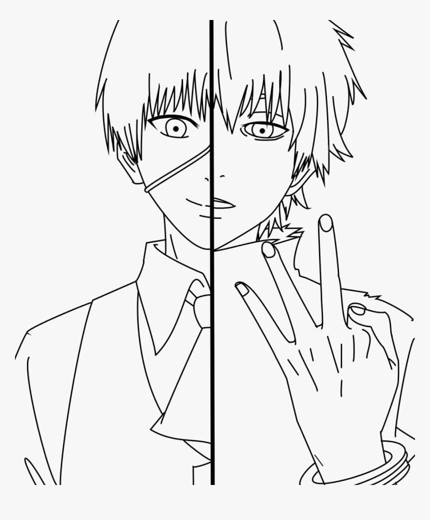 Tokyo Ghoul boyama sayfası – eğlenceli etkinlik, el becerilerini geliştirir