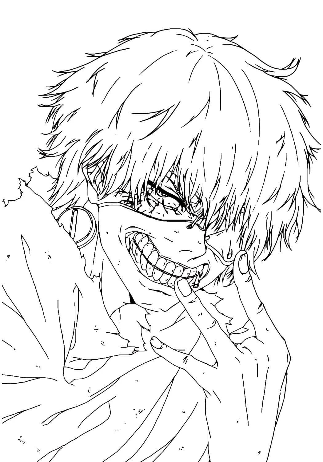 Tokyo Ghoul boyama sayfası – yaratıcılığı geliştirir, keyifli zaman