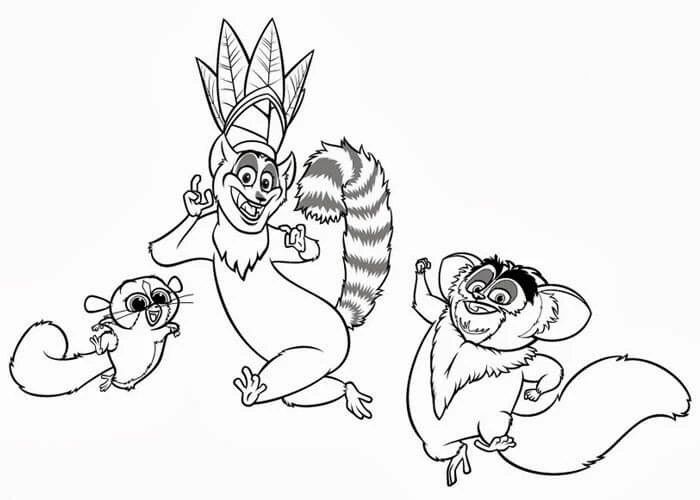 Lemur boyama sayfası – kolay boyama, eğitici aktivite