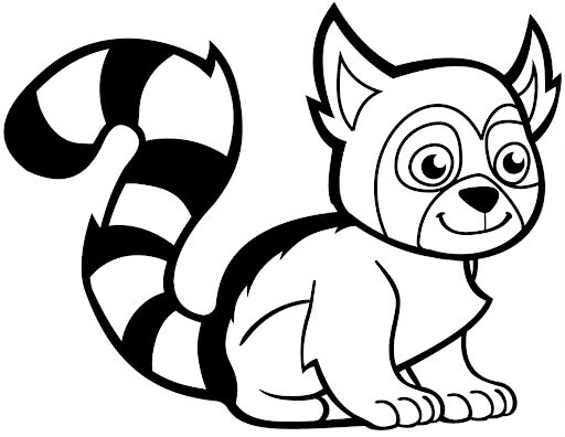 Lemur boyama sayfası – çizgi film temalı, basit çizim