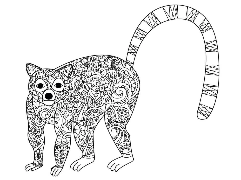 Lemur boyama sayfası – sanatsal çalışma, çocuklar için