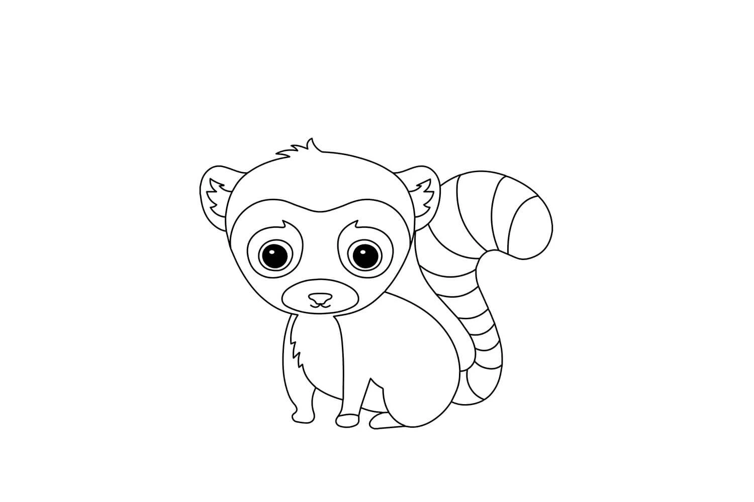 Lemur boyama sayfası – basit çizim, kolay boyama