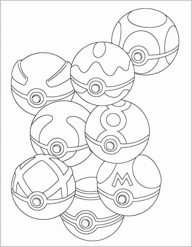 Pokeball boyama sayfası – sevimli karakter, sanatsal çalışma