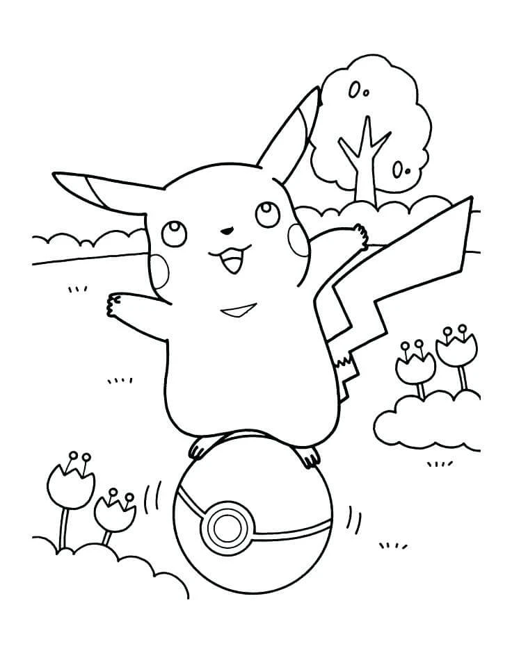 Pokeball boyama sayfası – çizgi film temalı, basit çizim