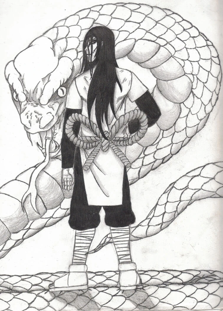 Orochimaru boyama sayfası – sevimli karakter, sanatsal çalışma