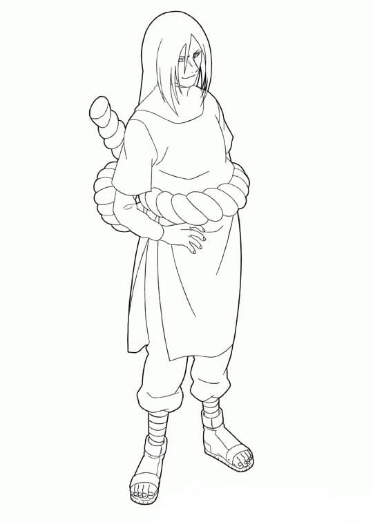 Orochimaru boyama sayfası – çizgi film temalı, basit çizim