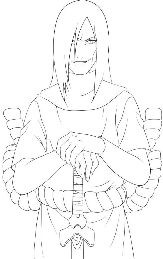 Orochimaru boyama sayfası – el becerilerini geliştirir, boyama çalışması