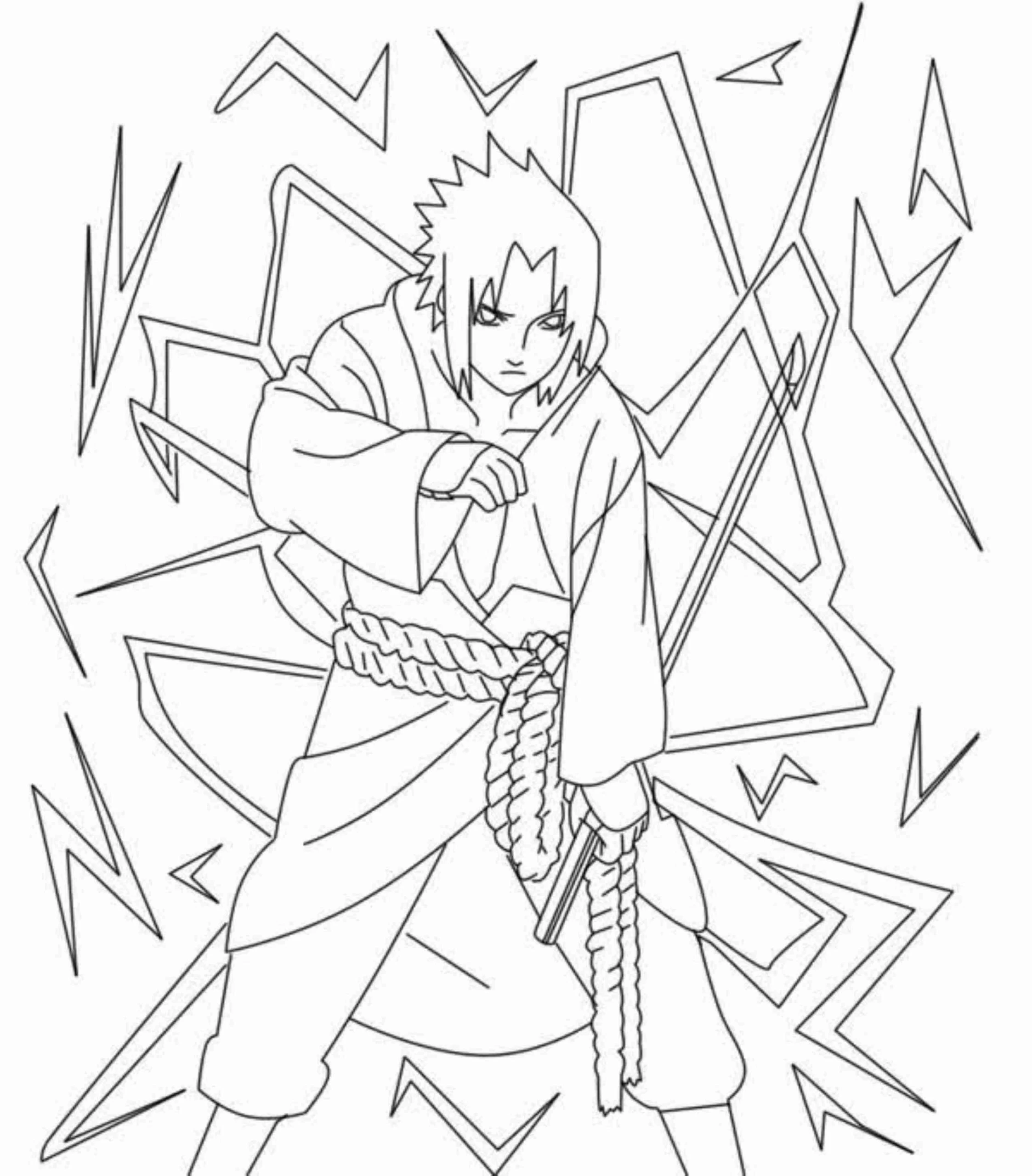 Sasuke boyama sayfası – çocuklar için, çizgi film temalı