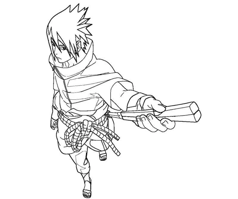 Sasuke boyama sayfası – eğlenceli etkinlik, el becerilerini geliştirir